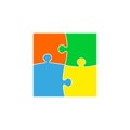 Jigsaw icon. Four colourful puzzle pieces connected together Royalty Free Stock Photo